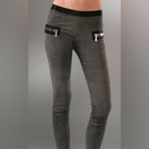 Y2K Cult Classic Les Chiffoniers Gray Stonewash Leather Leggings Pants XXS $1250